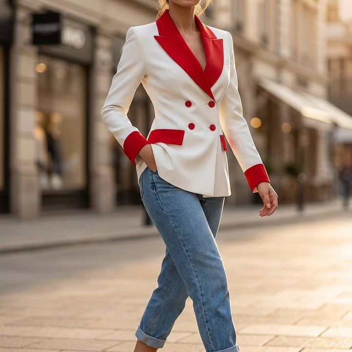 Adalene Contrast Lapel Blazer