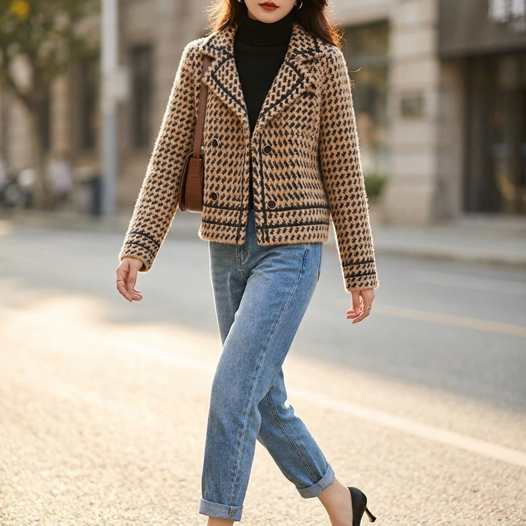 Rosalind Houndstooth Knit Jacket