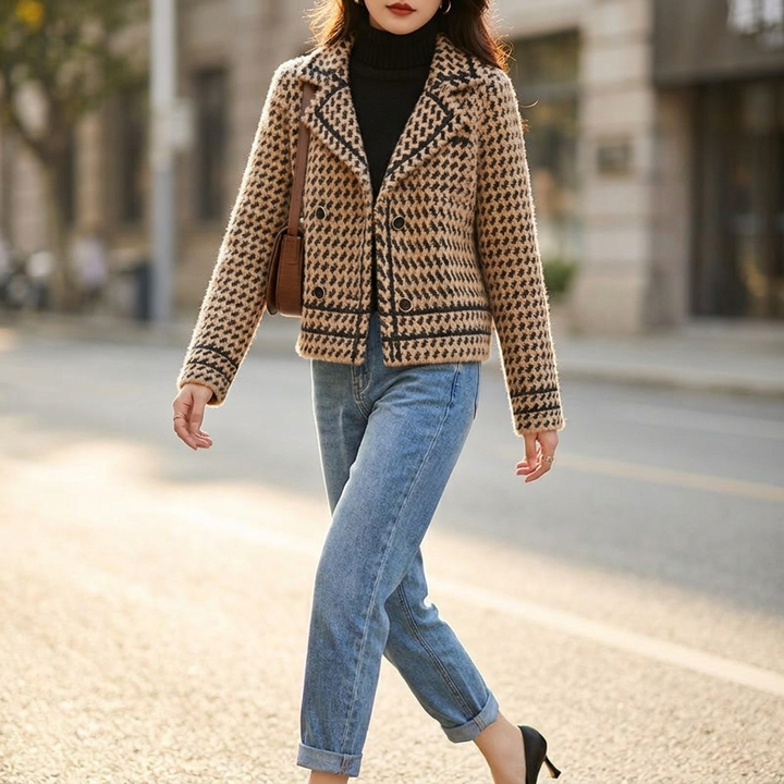 Rosalind Houndstooth Knit Jacket