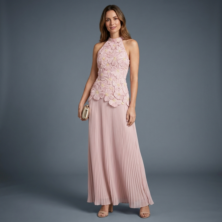 Seraphine Halter Pleated Gown