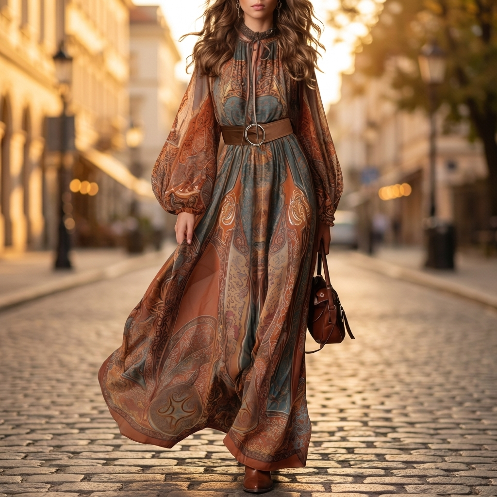 Isadora Belted Waist Maxi Dress