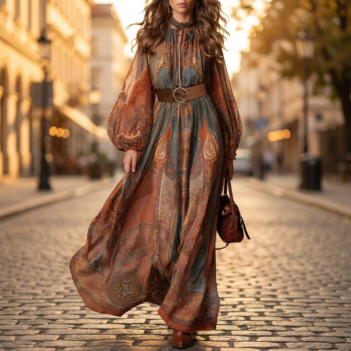 Isadora Belted Waist Maxi Dress