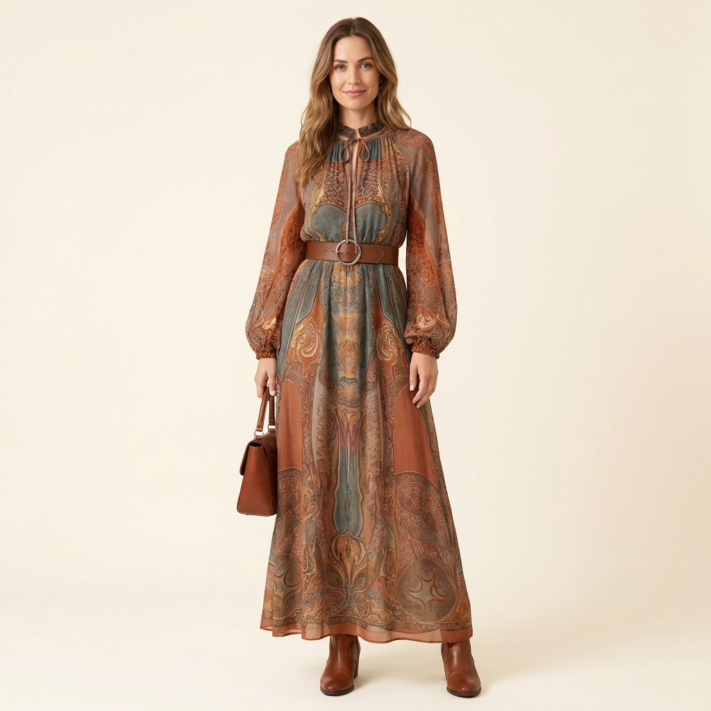 Isadora Belted Waist Maxi Dress