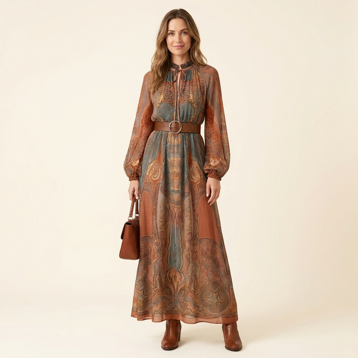 Isadora Belted Waist Maxi Dress