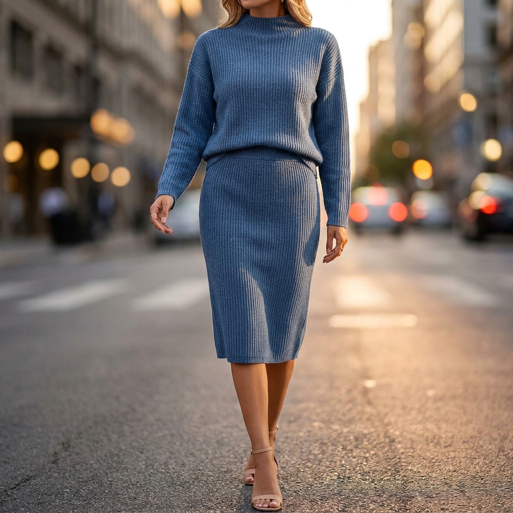 Fiora Ribbed Knit Skirt Set