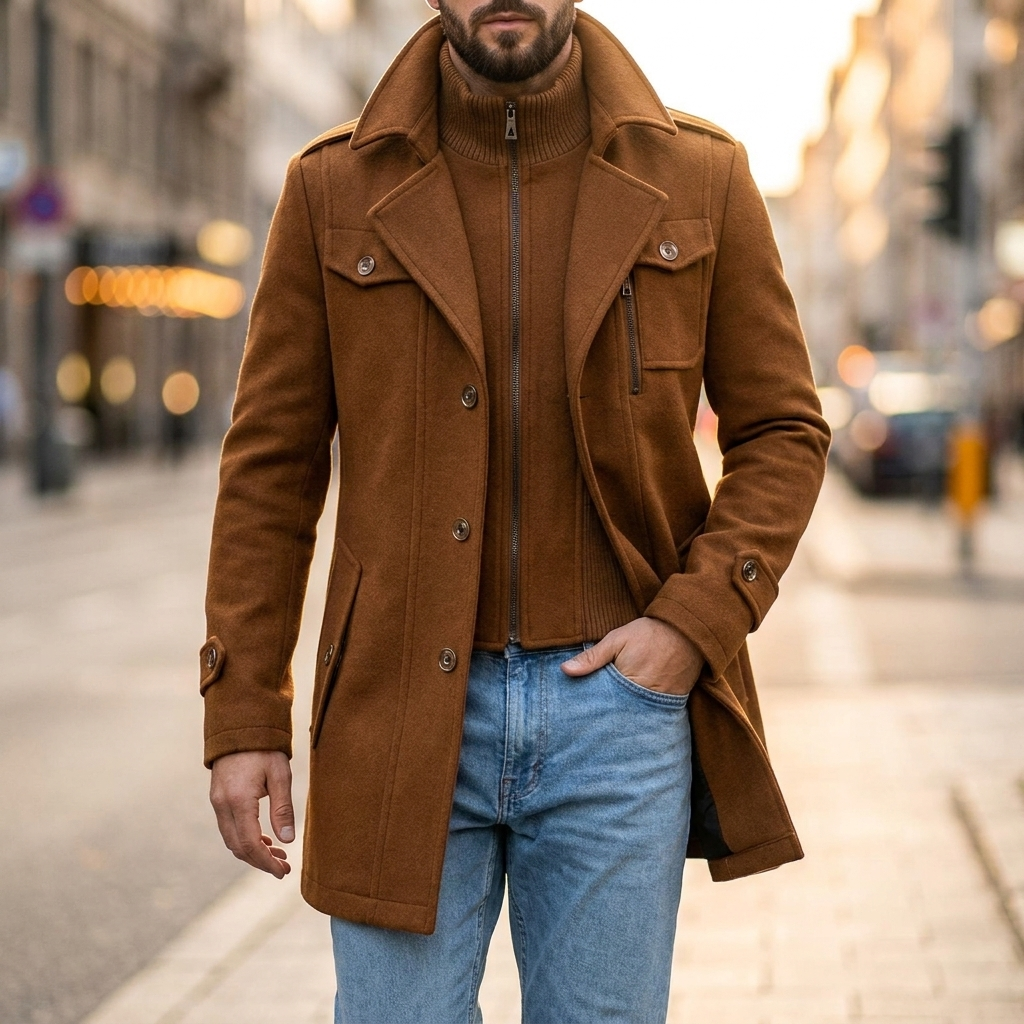 Wallace Double Collar Wool Coat