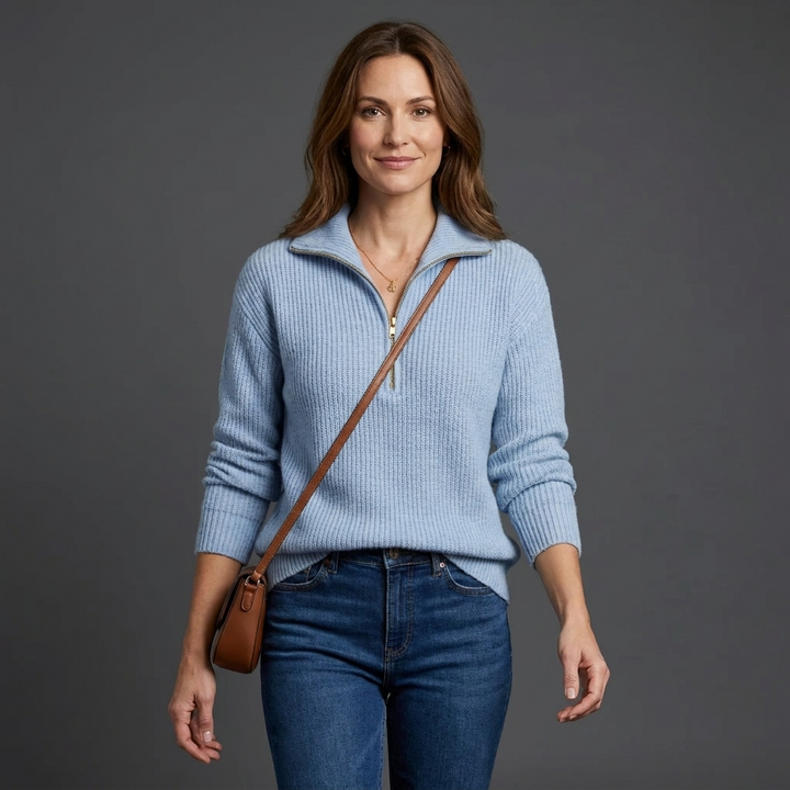 Everleigh Ribbed Collar Pullover