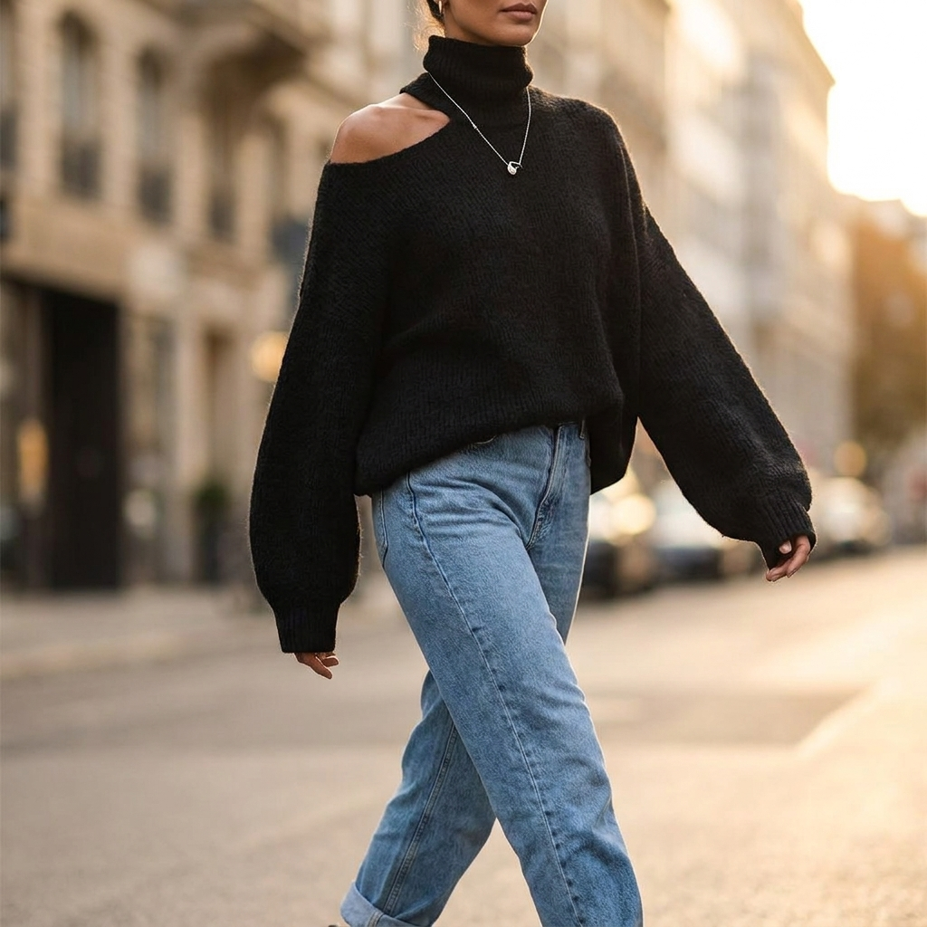 Thessaly Cutout Shoulder Sweater