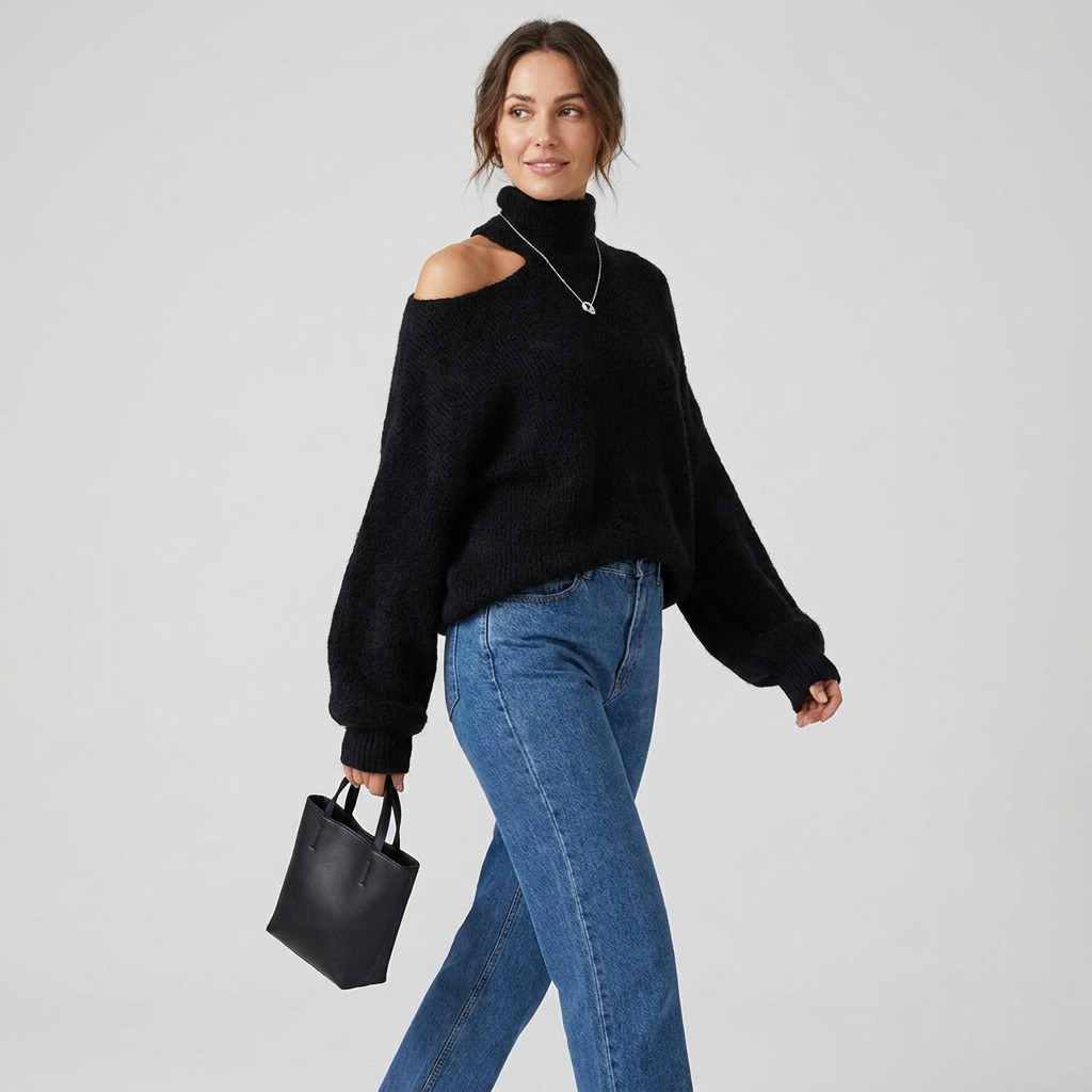 Thessaly Cutout Shoulder Sweater