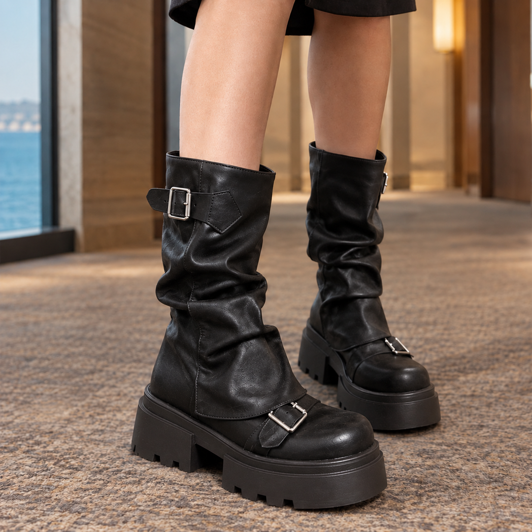 Noelle Leather Platform Boots