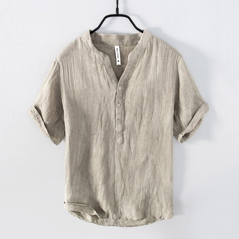 Rylan Half Button Stand Collar Shirt