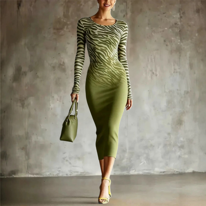 Celeste Zebra Pattern Midi Dress