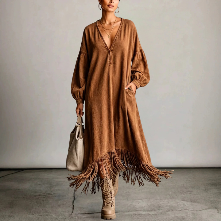 Marlowe V-Neck Fringe Dress