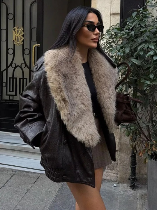 Soerana Faux Leather Jacket